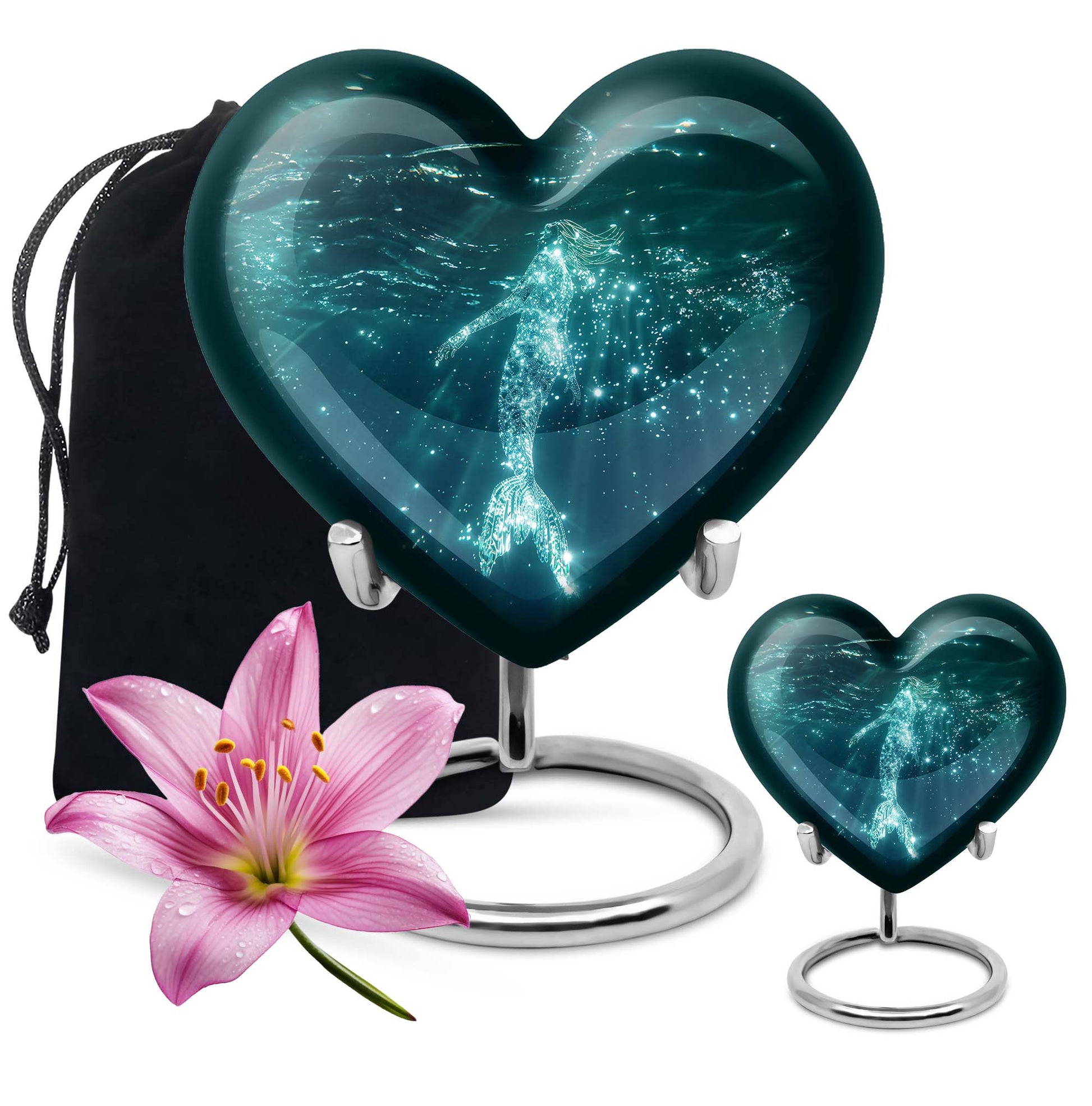 Mermaid Theme Large Urn With 1 Keepsake Urn