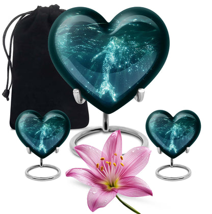 Mermaid Theme Large Urn With 2 Keepsake Urn