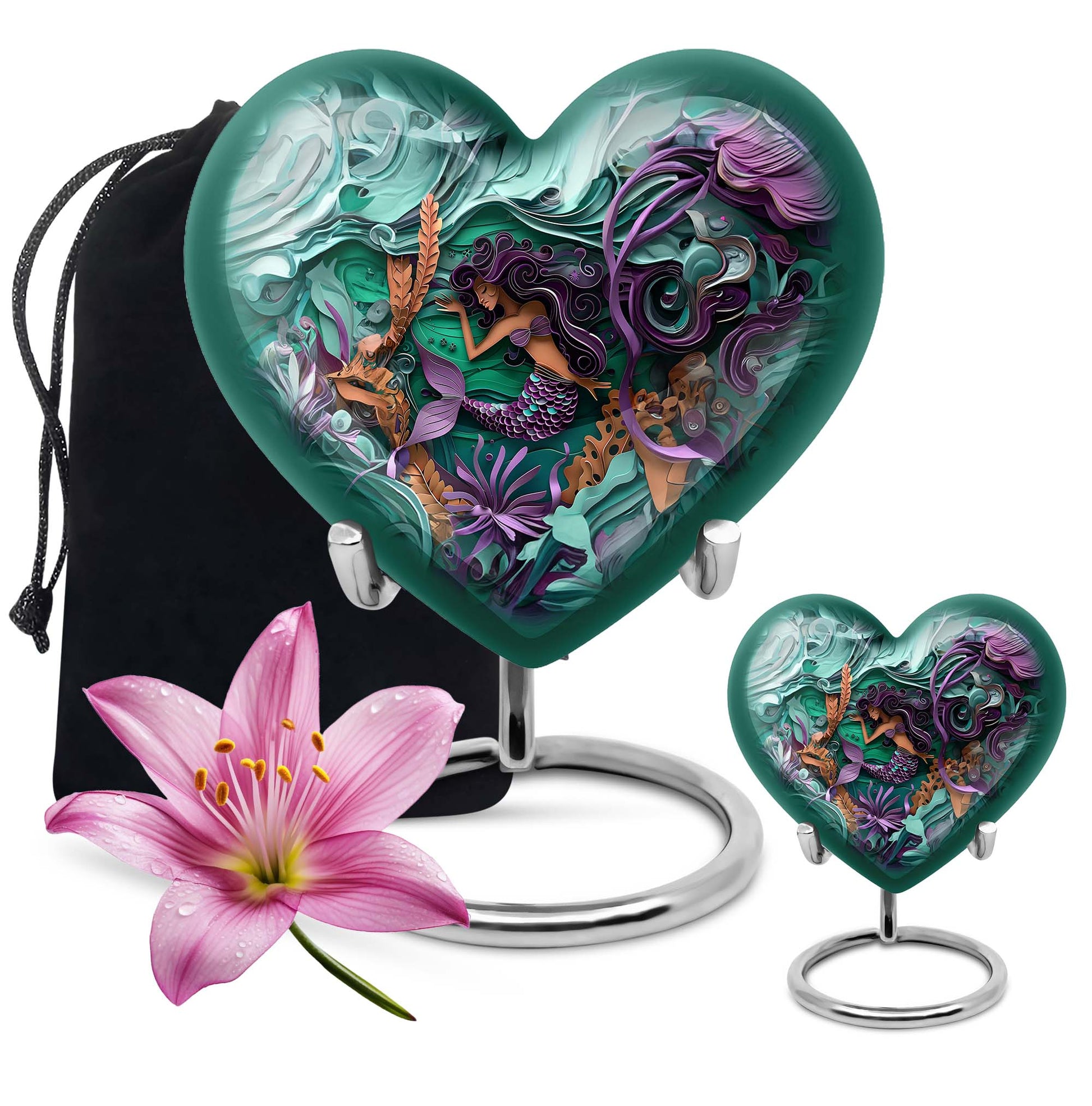 Mermaid Theme Large Urn With 1 Keepsake Urn