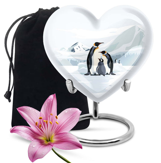 Penguin urn with theme for human adult ashes