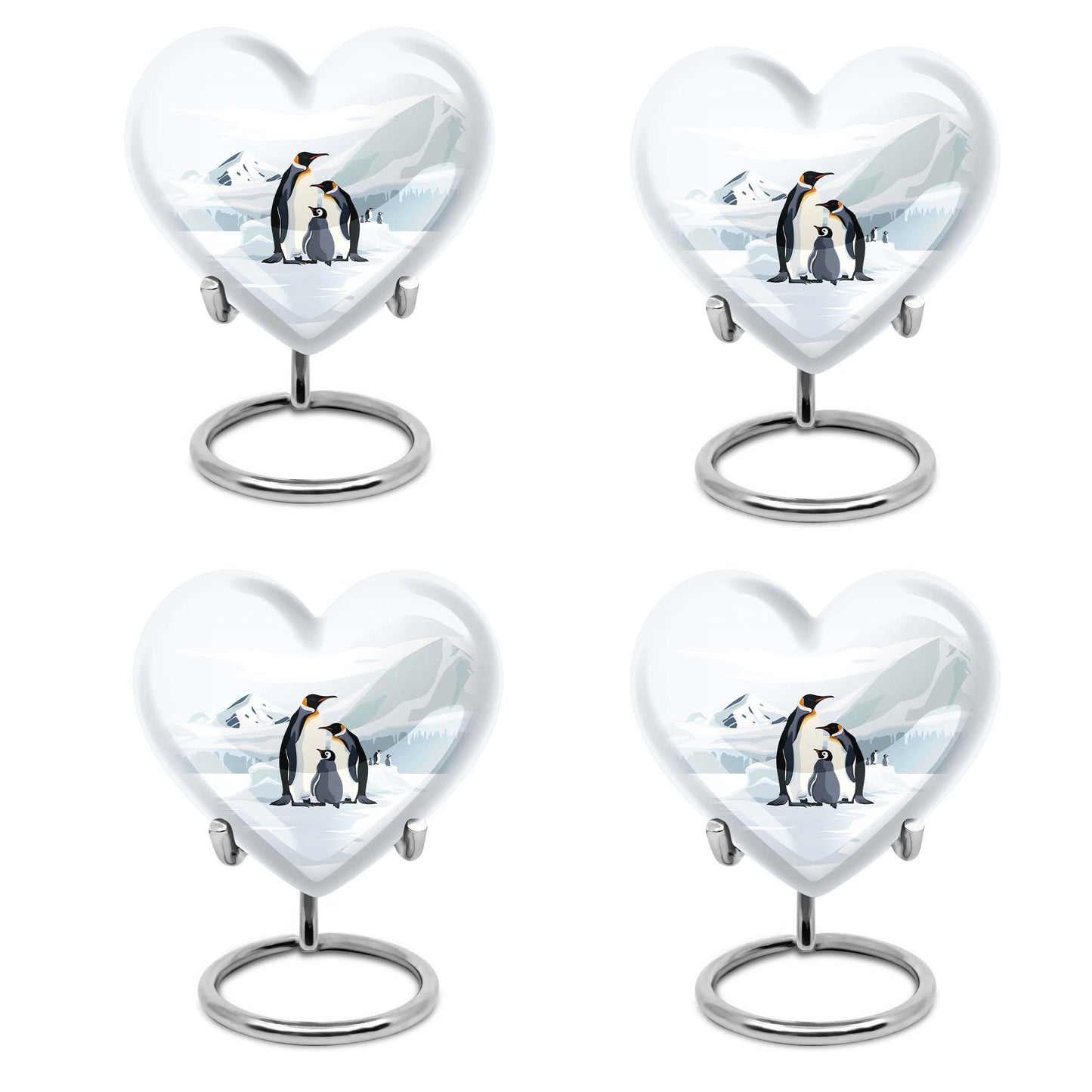Penguin urn with butterfly theme for human adult ashes