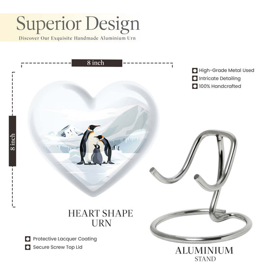 Penguin urn with butterfly theme for human adult ashes