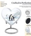 Penguin urn with butterfly theme for human adult ashes