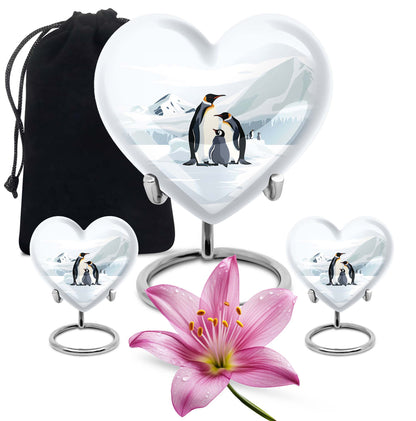 Penguin Theme Large Urn With 2 Keepsake Urn