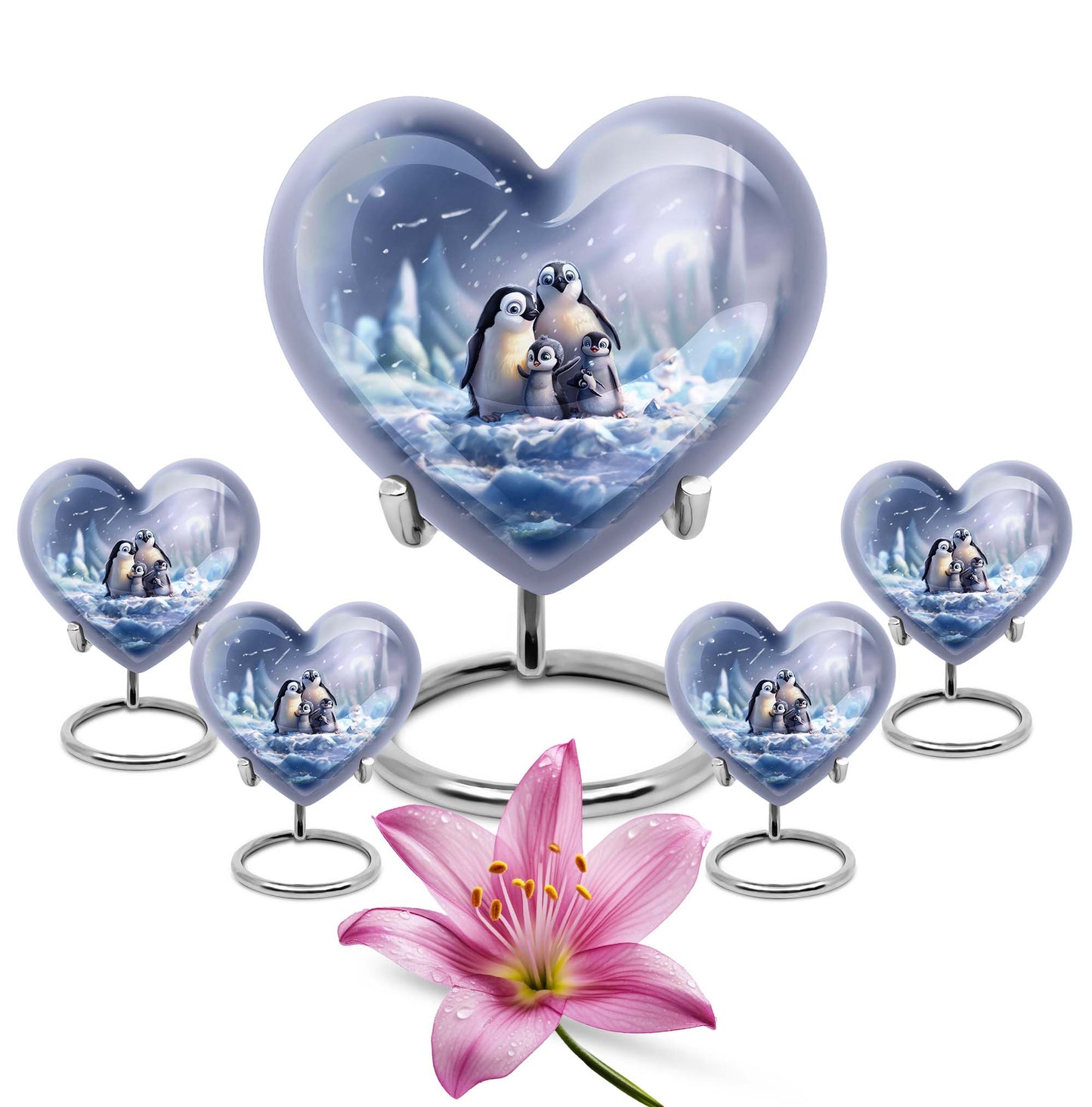 Penguin Theme Large Urn With 4 Keepsake Urn