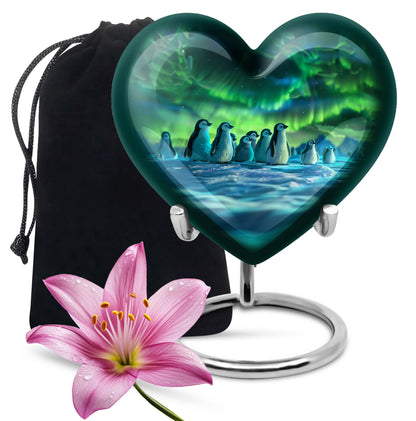 10-inch heart-themed Penguin Urn