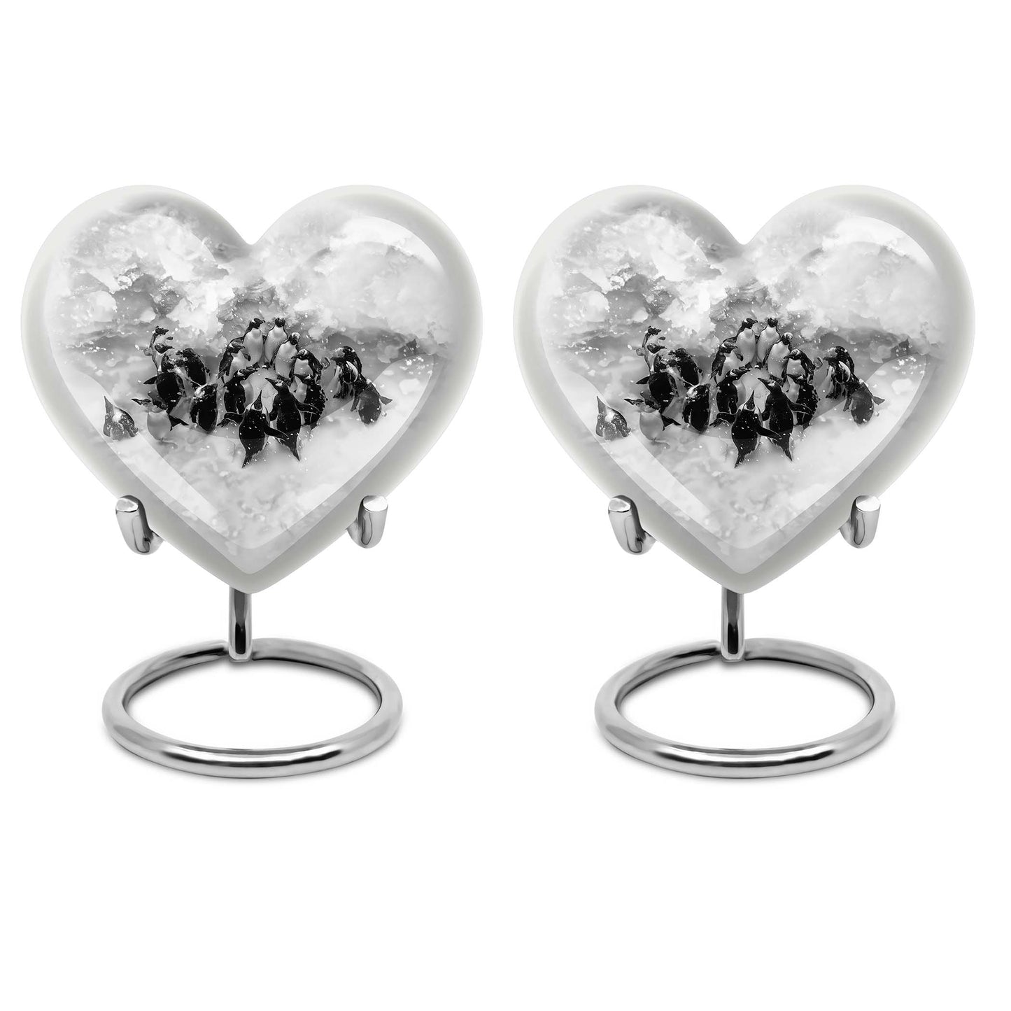10-inch butterfly-themed heart penguin urn 