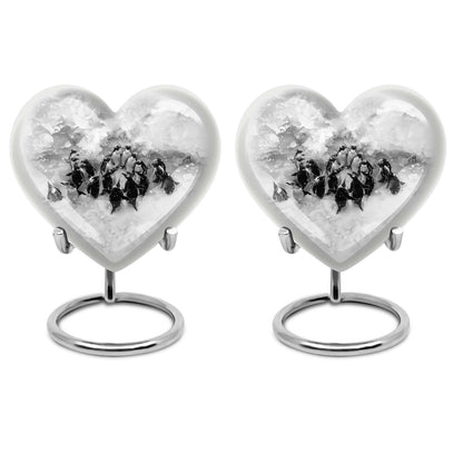 10-inch butterfly-themed heart penguin urn 