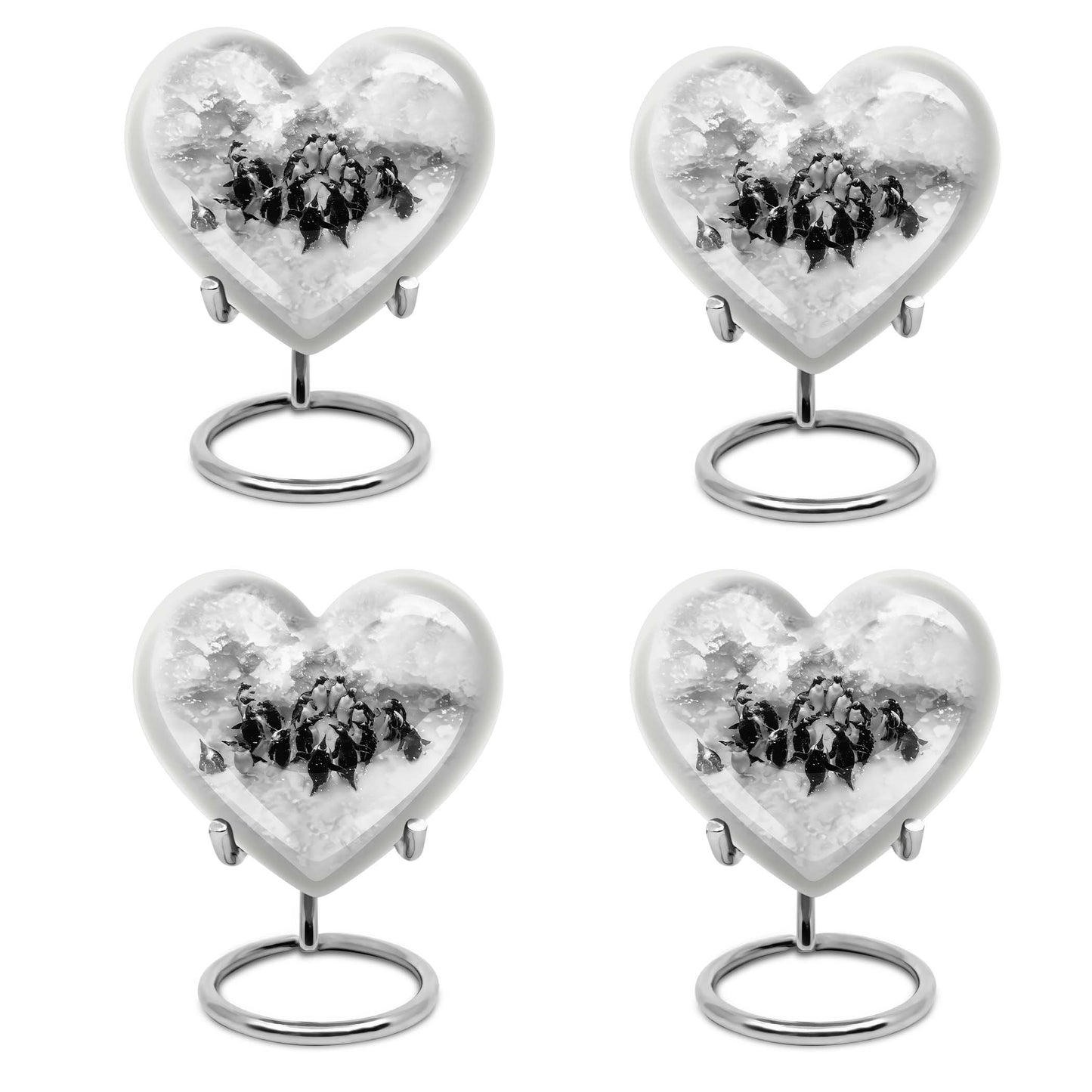 10-inch butterfly-themed heart penguin urn 