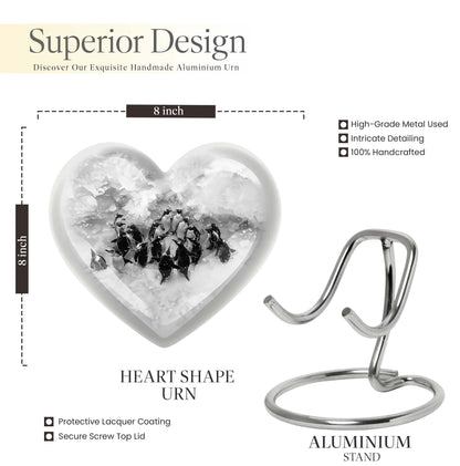 10-inch butterfly-themed heart penguin urn 
