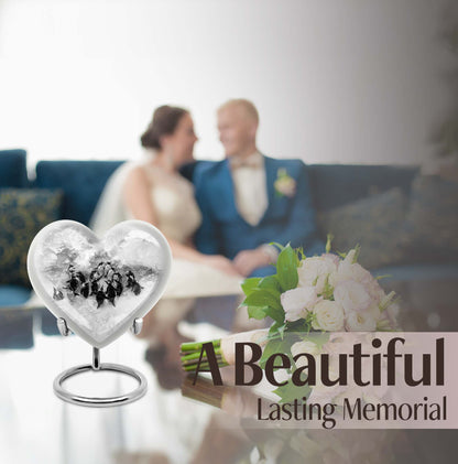 10-inch butterfly-themed heart penguin urn 