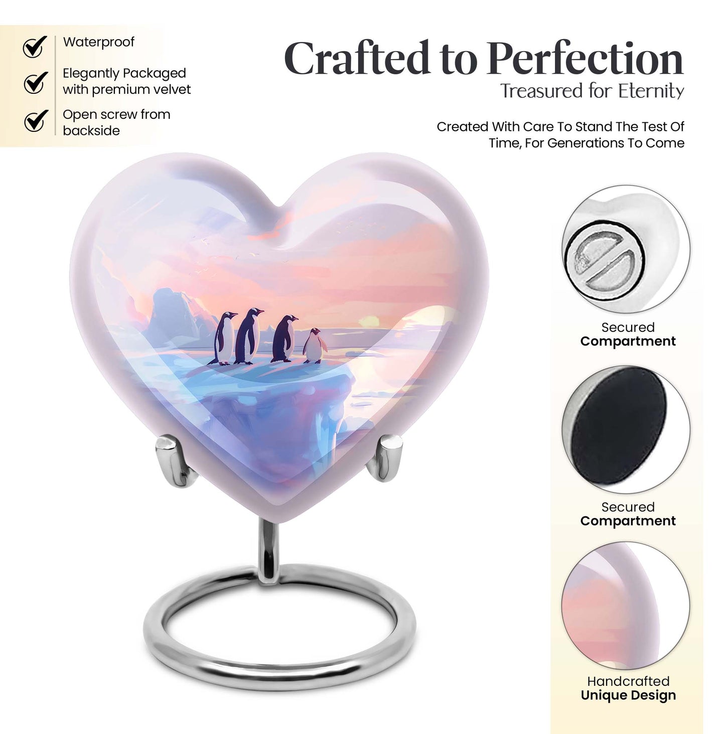 Penguin heart urn