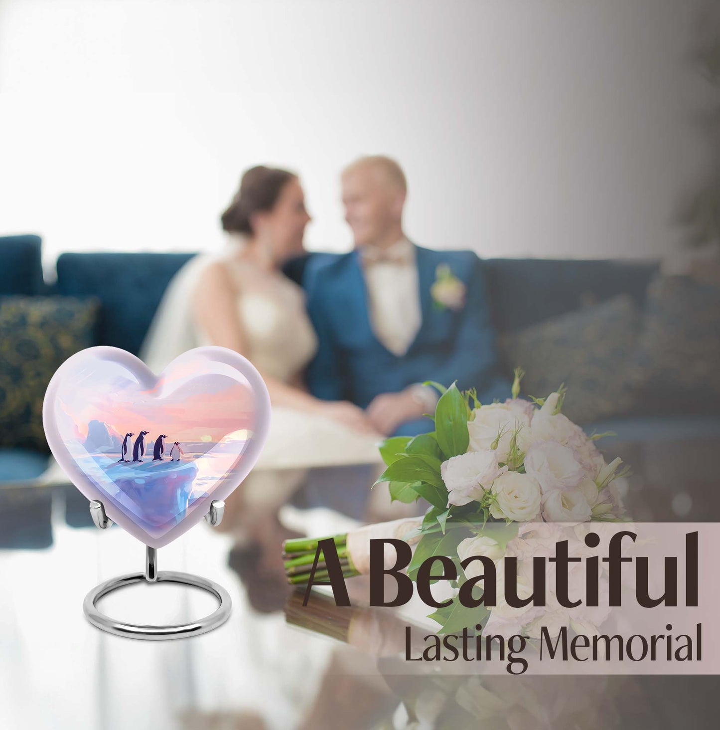 Penguin heart urn