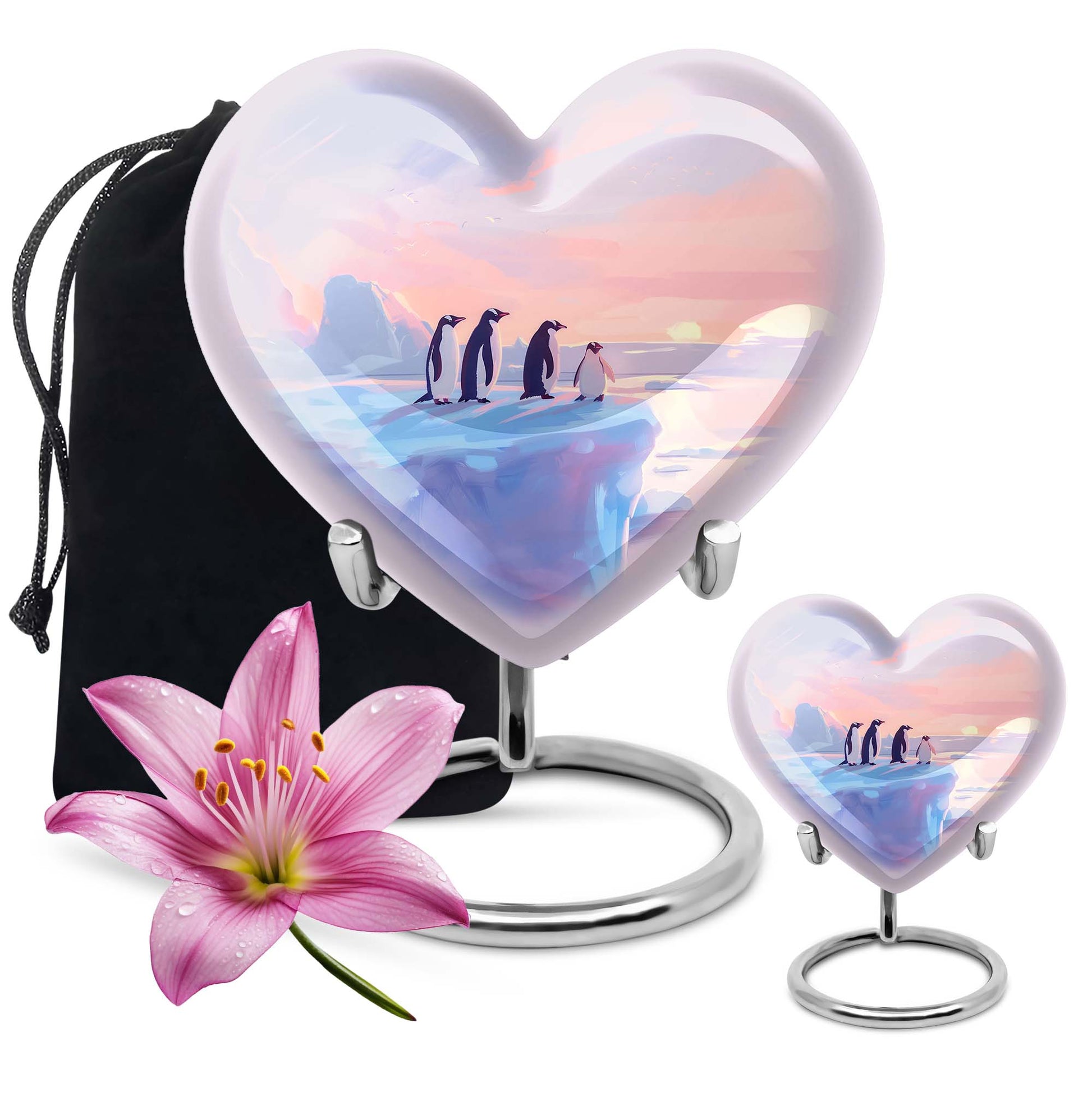 Penguin Theme Large Urn With 1 Keepsake Urn