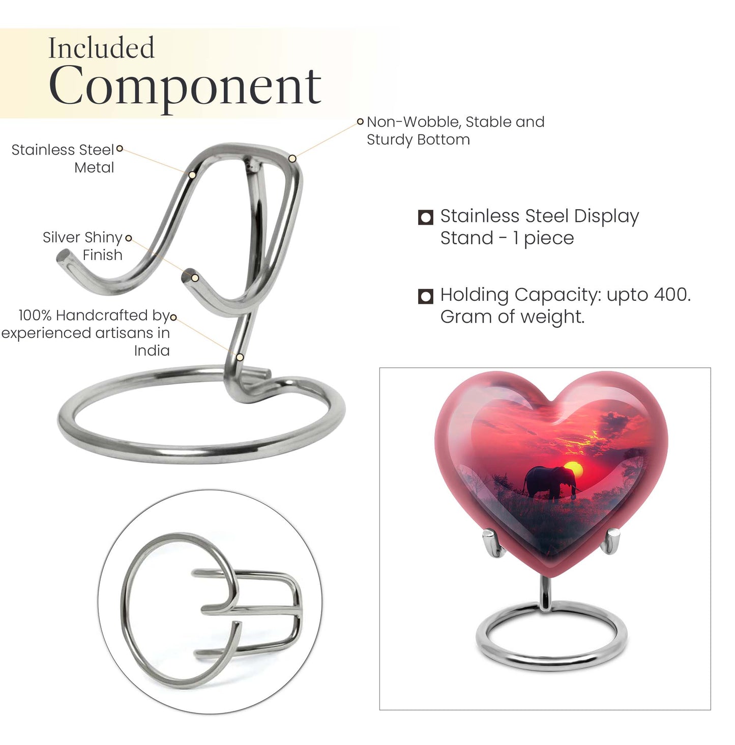 heart-shaped Elephant Urn for ashes