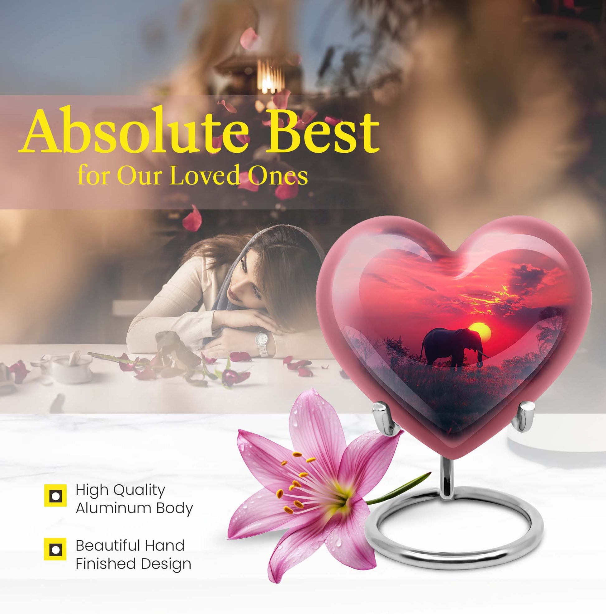 heart-shaped Elephant Urn for ashes