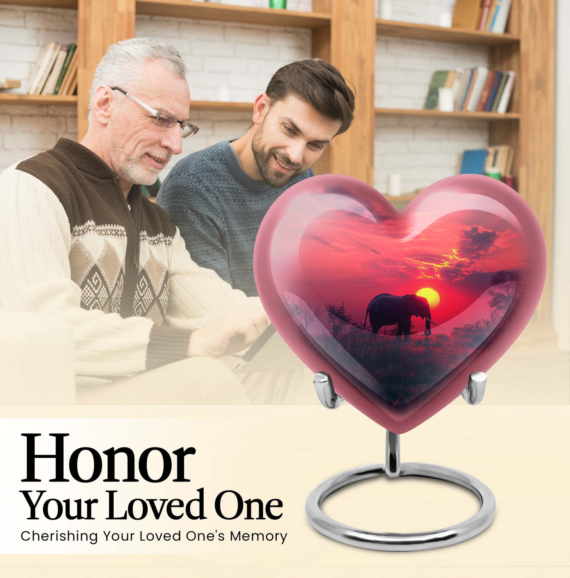 heart-shaped Elephant Urn for ashes