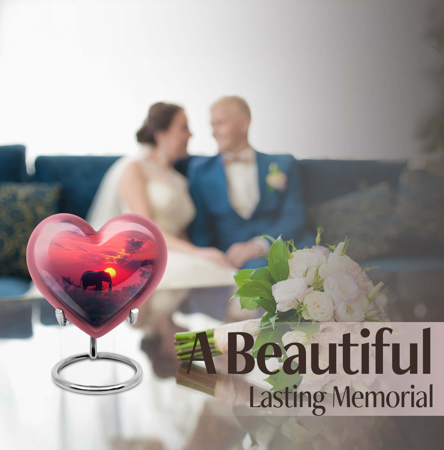 heart-shaped Elephant Urn for ashes