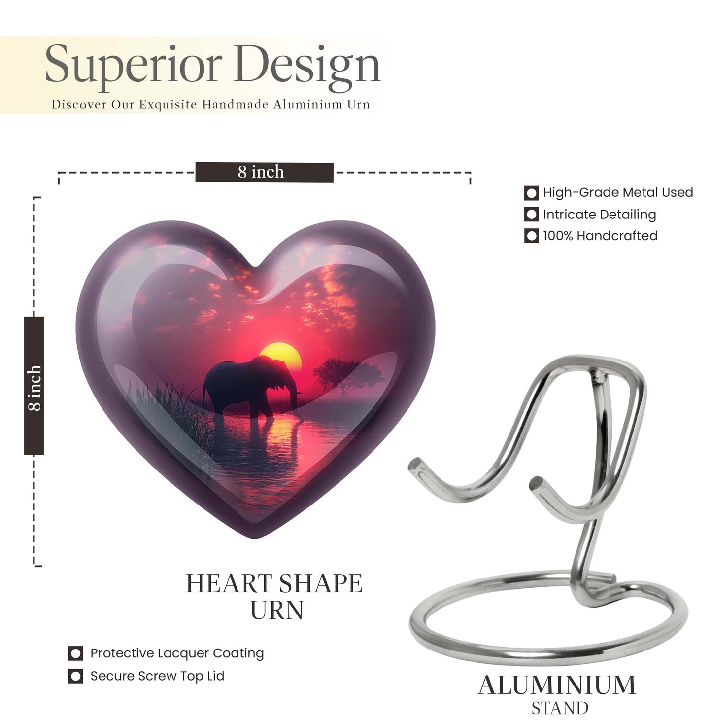 Elephant Heart Urn