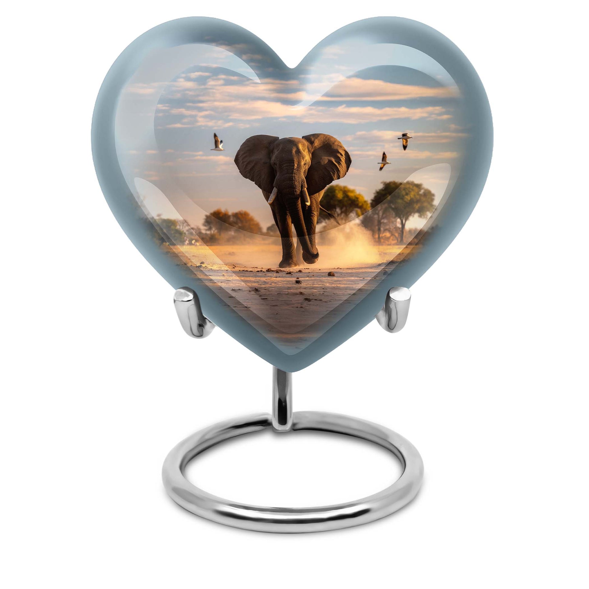 10-inch Elegant Elephant Urn for adult ashes, Butterfly-themed Heart cremation urn with personal engraving