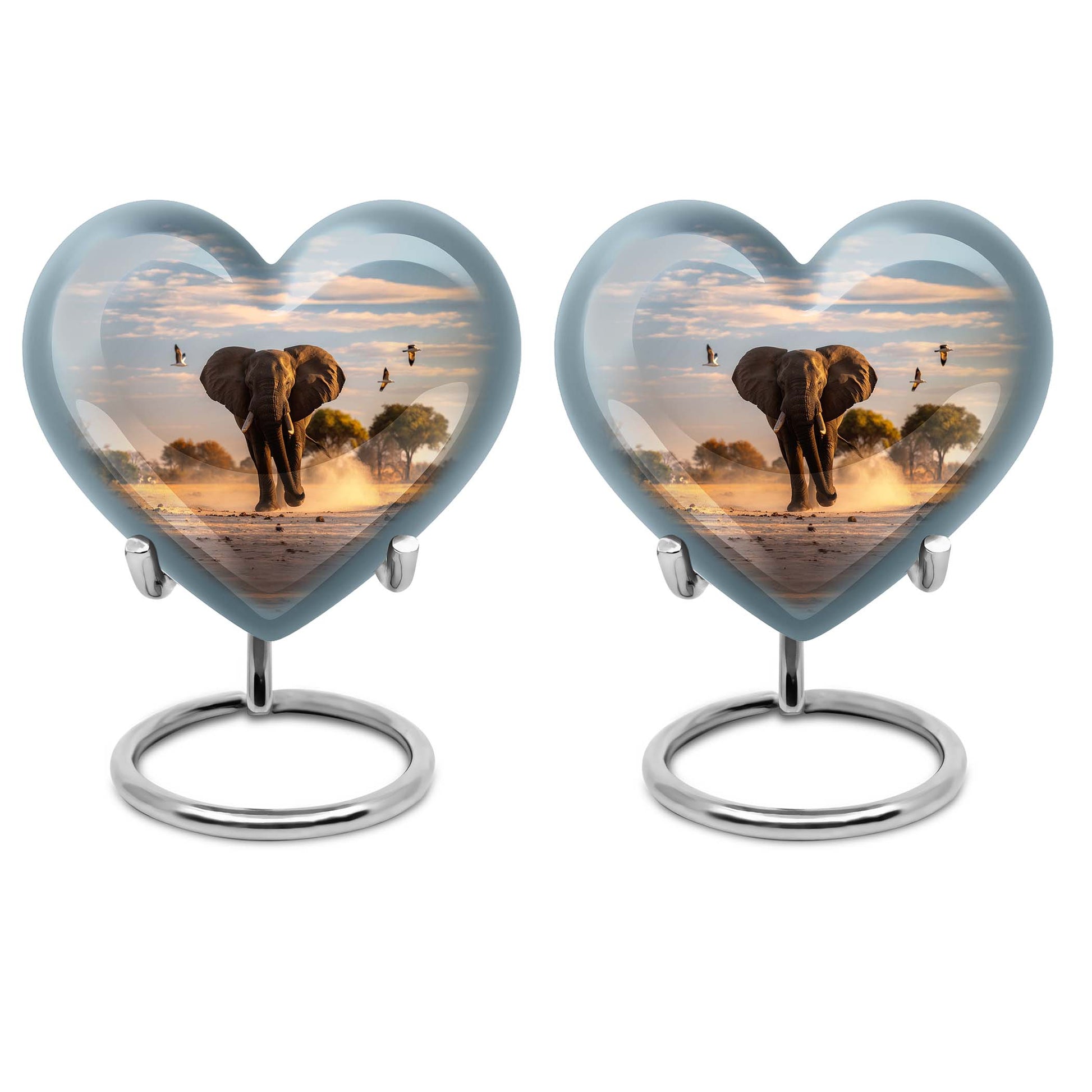 10-inch Elegant Elephant Urn for adult ashes, Butterfly-themed Heart cremation urn with personal engraving