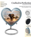 10-inch Elegant Elephant Urn for adult ashes, Butterfly-themed Heart cremation urn with personal engraving