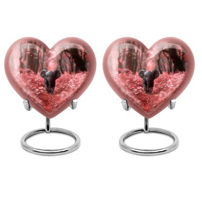10-inch Elephant themed Heart urn with butterfly design for burial custom, made of Aluminum