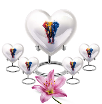 10-inch elephant urn with heart and butterfly 
