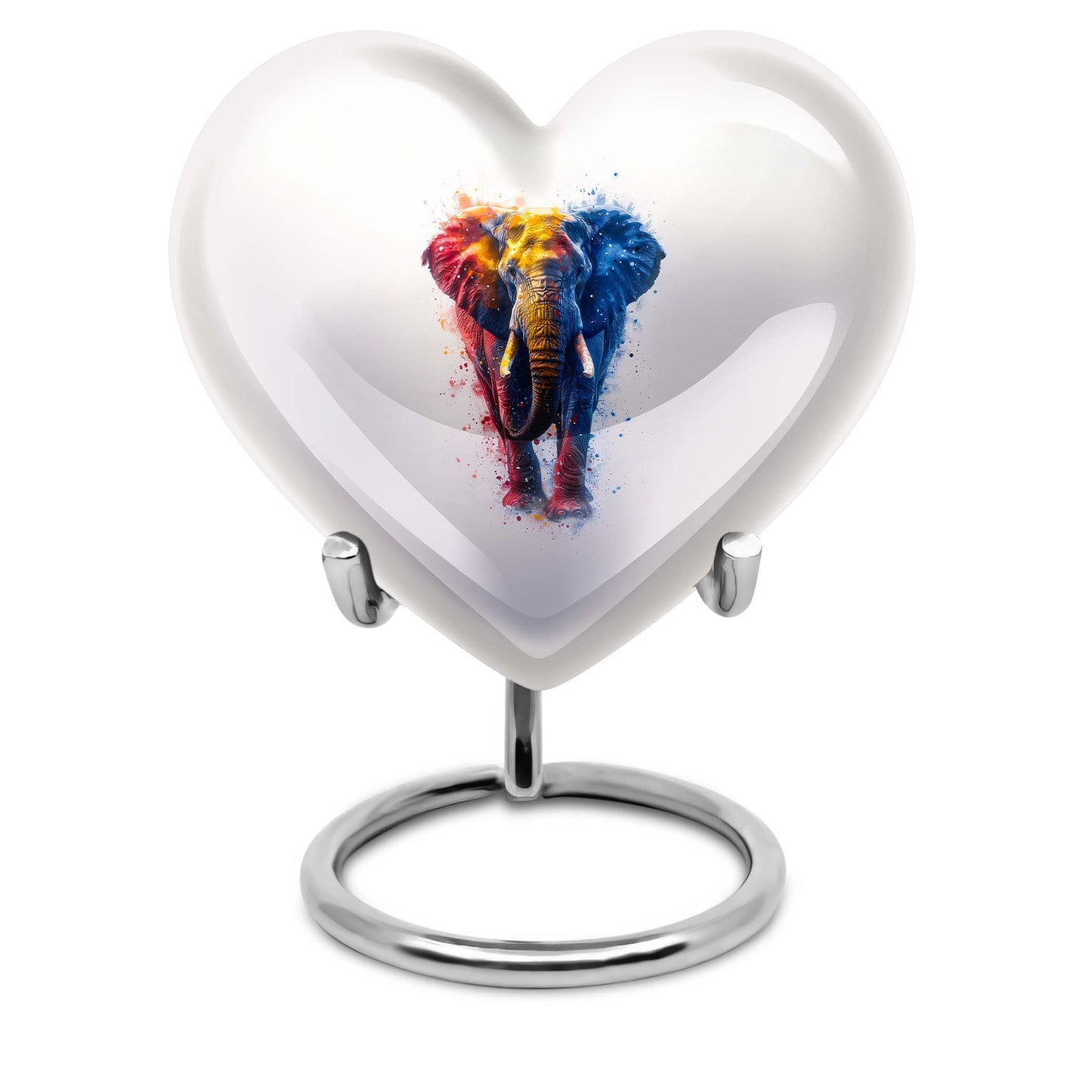 10-inch elephant urn with heart and butterfly 