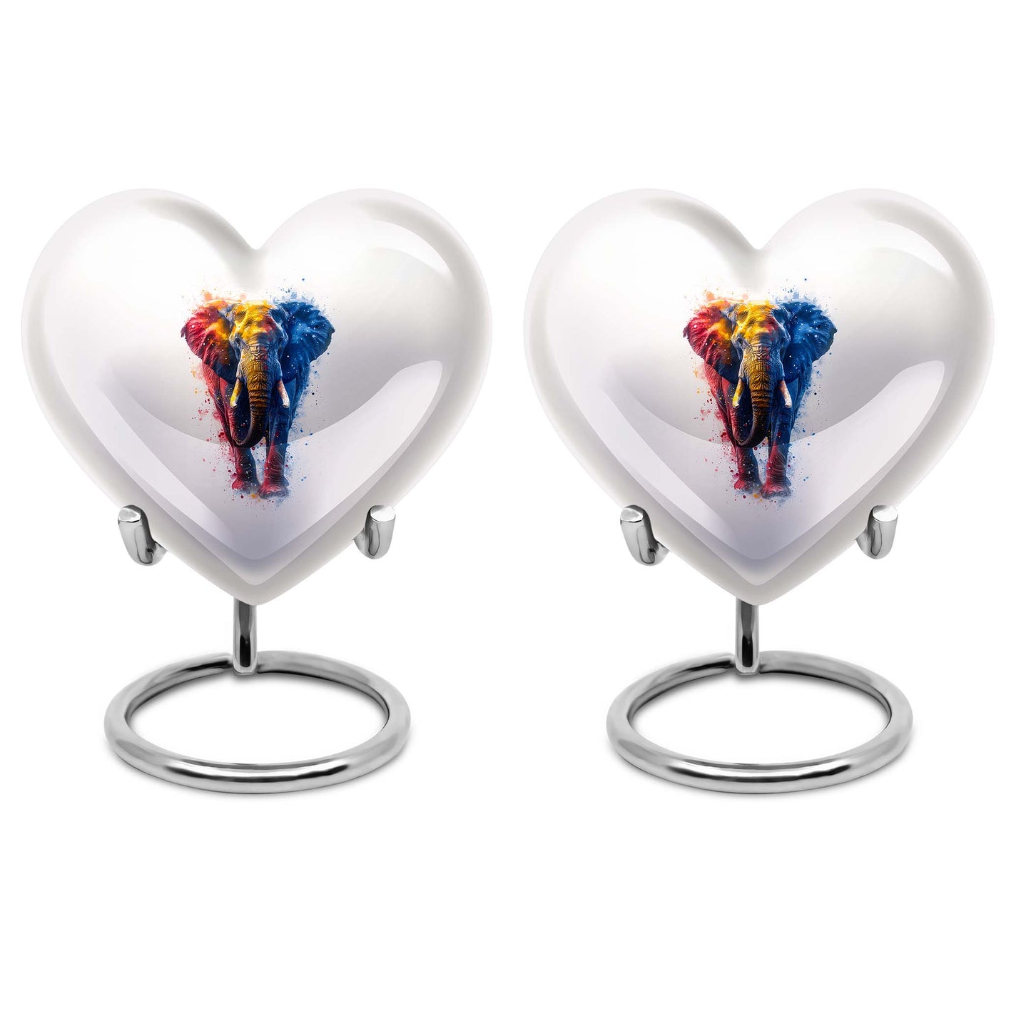 10-inch elephant urn with heart and butterfly 