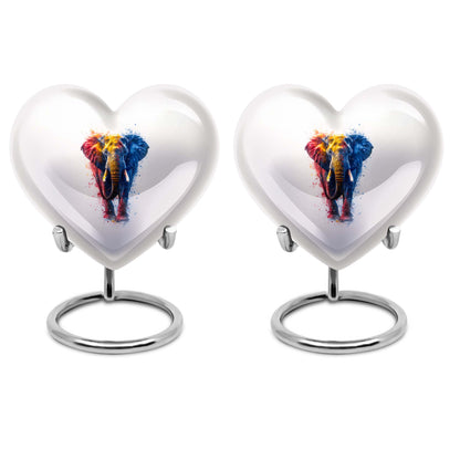 10-inch elephant urn with heart and butterfly 