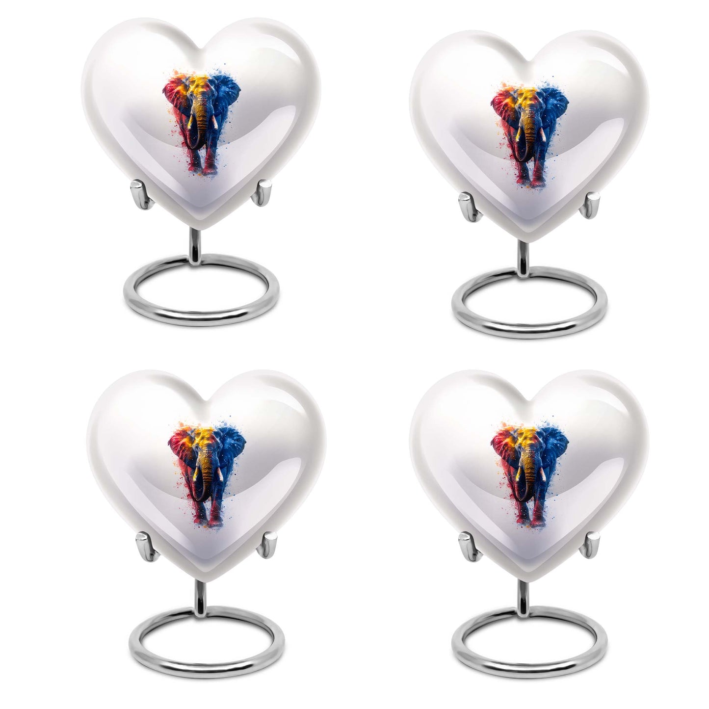 10-inch elephant urn with heart and butterfly 