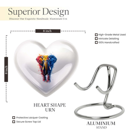 10-inch elephant urn with heart and butterfly 
