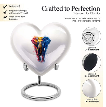 10-inch elephant urn with heart and butterfly 