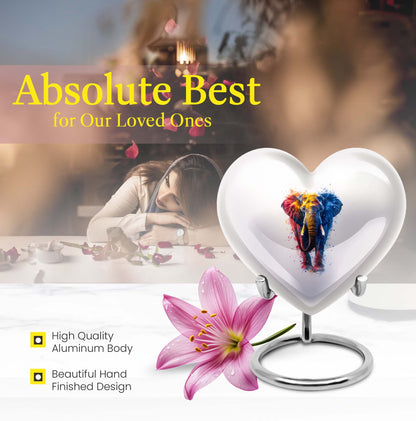 10-inch elephant urn with heart and butterfly 
