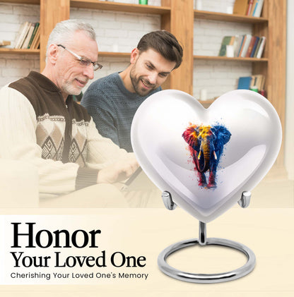 10-inch elephant urn with heart and butterfly 