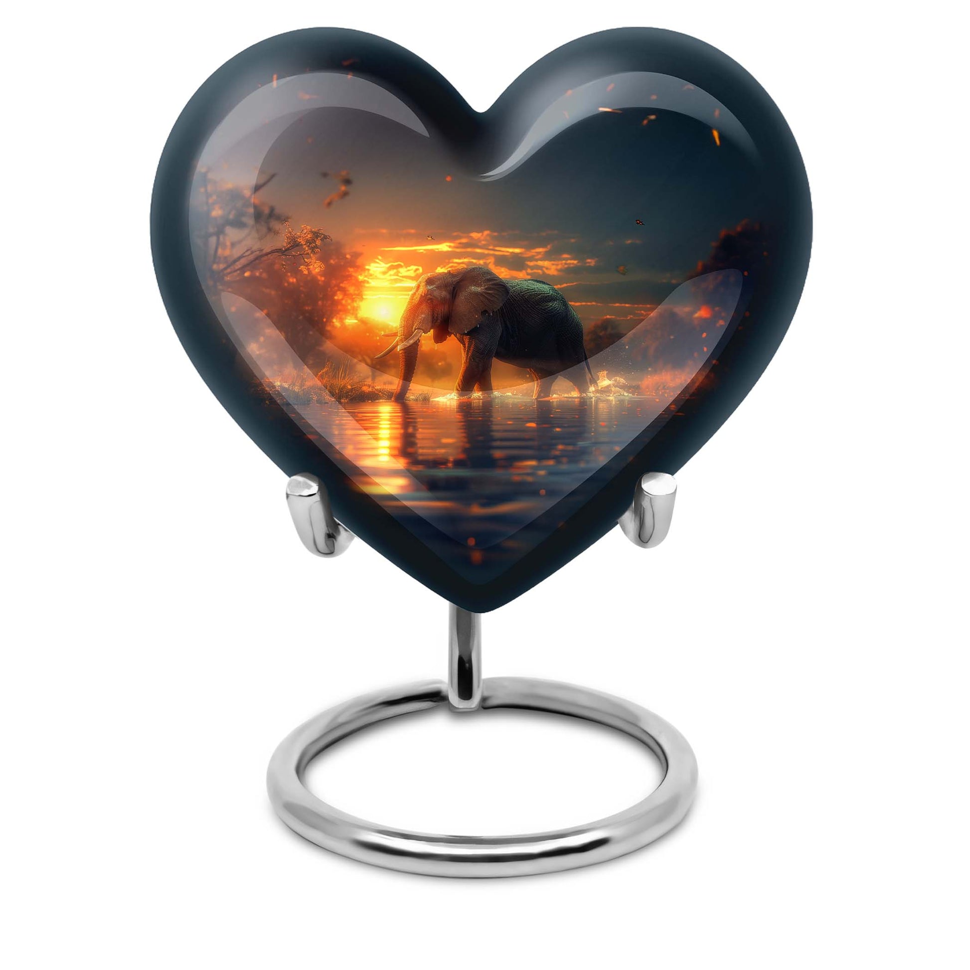 Elephant engraved 10-inch heart urn