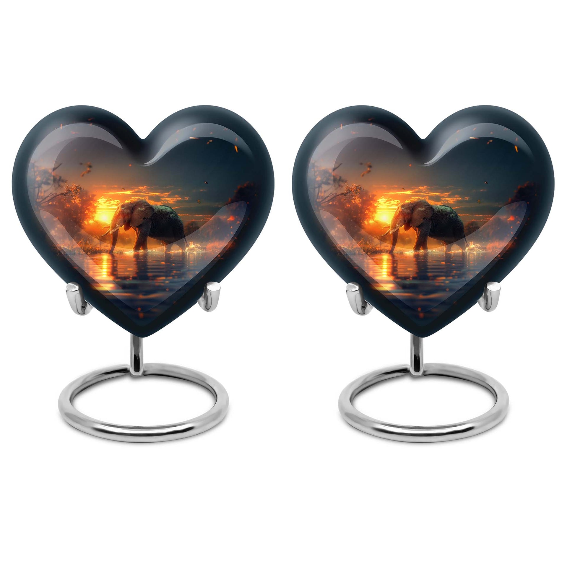 Elephant engraved 10-inch heart urn