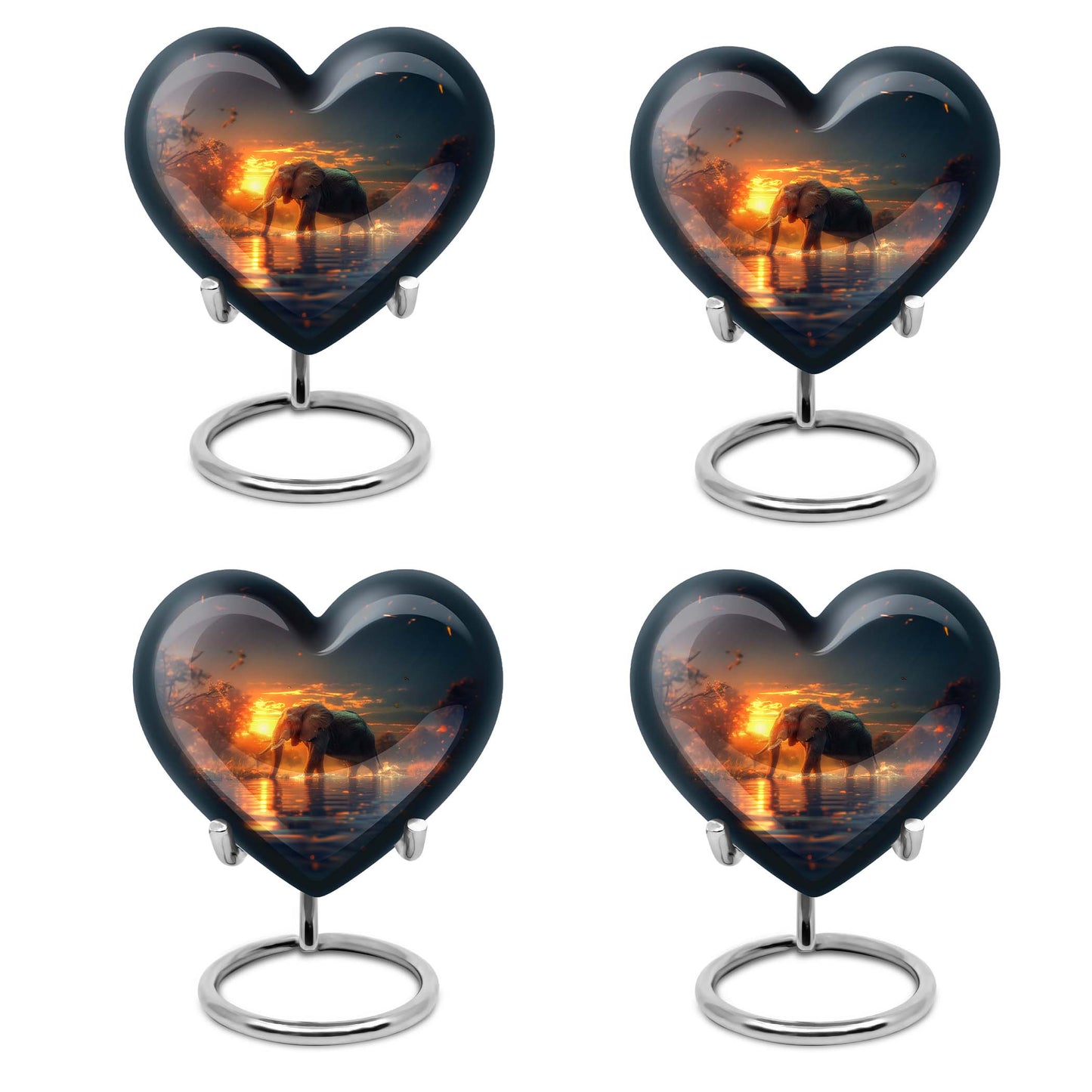 Elephant engraved 10-inch heart urn