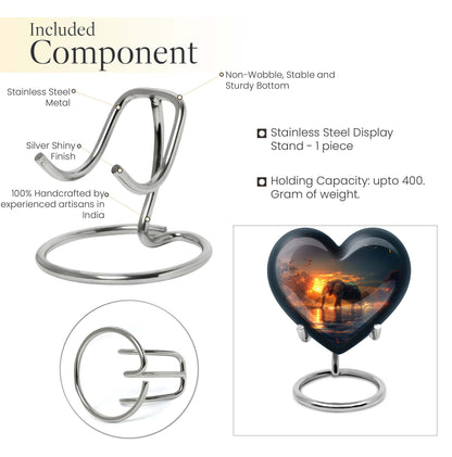 Elephant engraved 10-inch heart urn