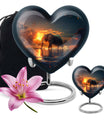 Elephant engraved 10-inch heart urn