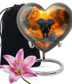 10 inch Aluminium Heart Elephant Urn with Butterfly theme for male cremation
