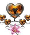 10 inch Aluminium Heart Elephant Urn with Butterfly theme for male cremation