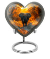 10 inch Aluminium Heart Elephant Urn with Butterfly theme for male cremation