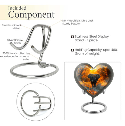 10 inch Aluminium Heart Elephant Urn with Butterfly theme for male cremation
