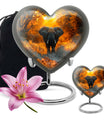 10 inch Aluminium Heart Elephant Urn with Butterfly theme for male cremation