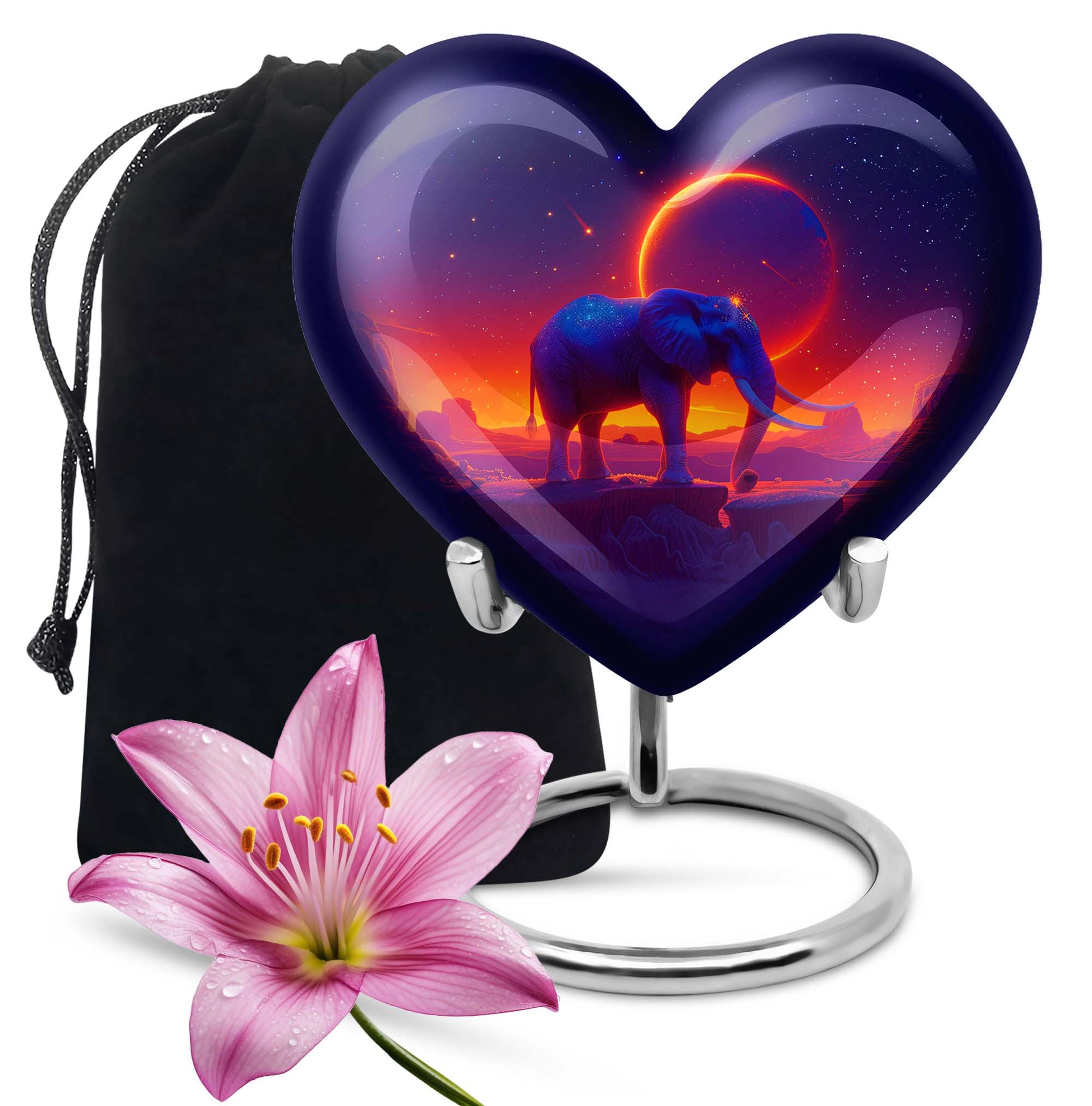 Heart-designed Elephant Memorial Urn