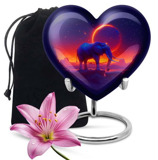 Heart-designed Elephant Memorial Urn