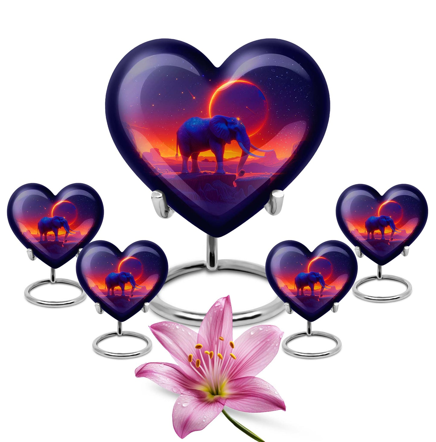 Heart-designed Elephant Memorial Urn
