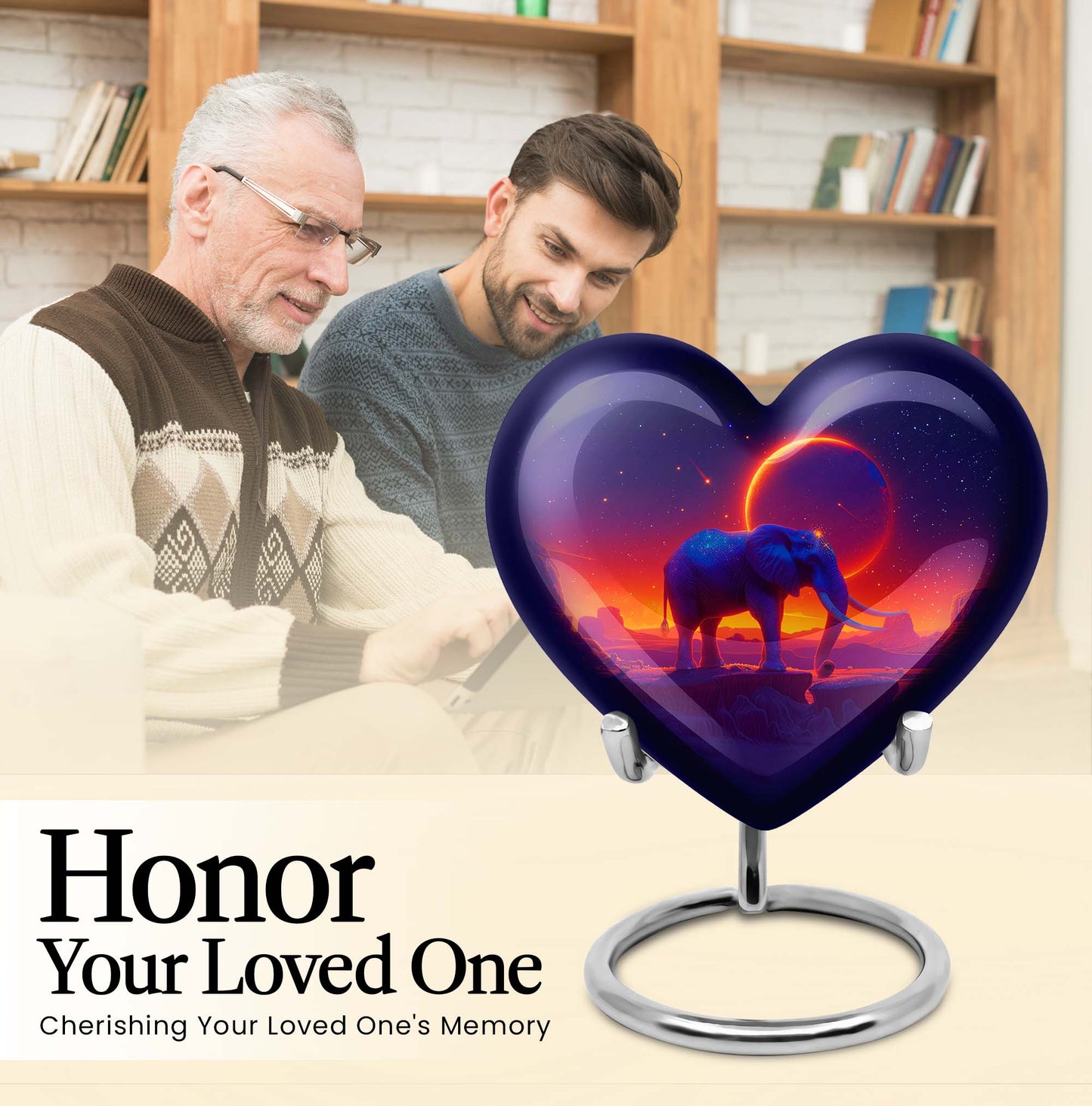Heart-designed Elephant Memorial Urn